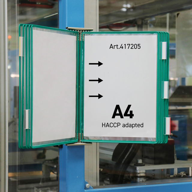 Tarifold Roestvrij stalen wand zichtpanelensysteem, A4, 10 zichtpanelen, laden links