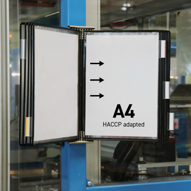 Tarifold Roestvrij stalen wand zichtpanelensysteem, A4, 10 zichtpanelen, laden links