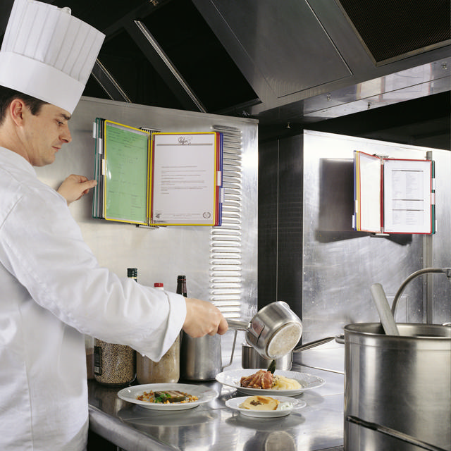 Tarifold Roestvrij stalen wand zichtpanelensysteem, A4, 10 zichtpanelen, laden links