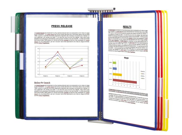 Tarifold metalen wand zichtpanelensysteem uitbreidingsset, A4, 10 zichtpanelen, laden links