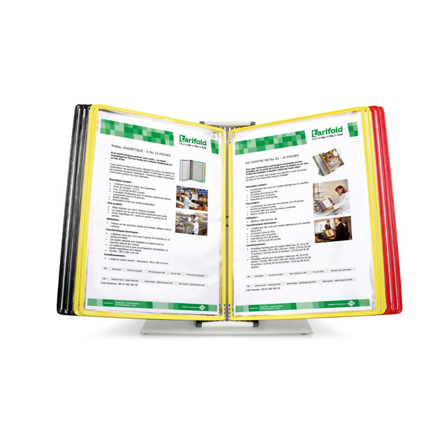 Tarifold metalen bureau zichtpanelensysteem, 10 zichtpanelen, Belgie kleuren