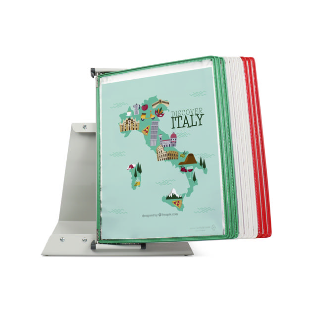 Tarifold metalen bureau zichtpanelensysteem, 10 zichtpanelen, Italië kleuren