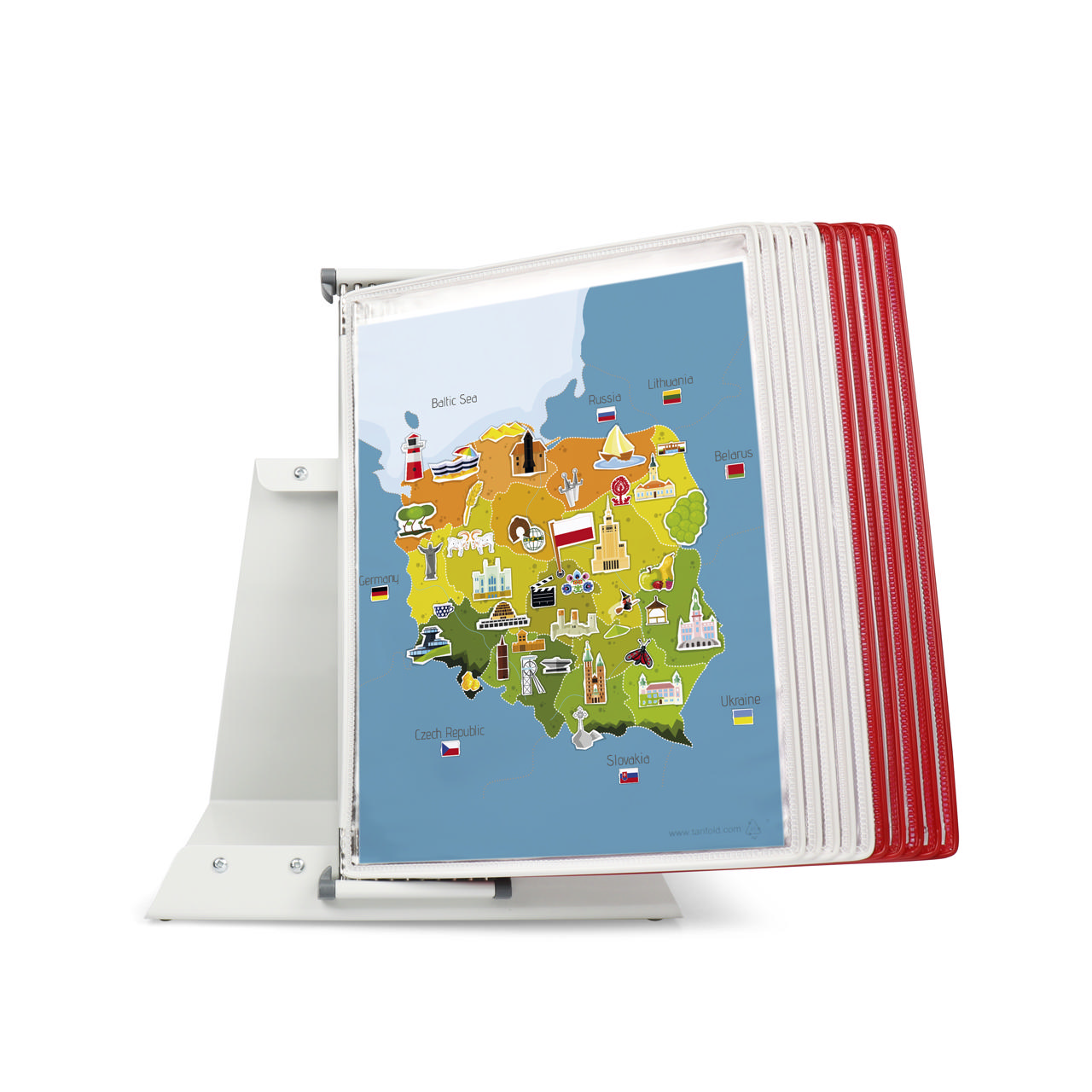 Tarifold metalen bureau zichtpanelensysteem, 10 zichtpanelen, Polen kleuren