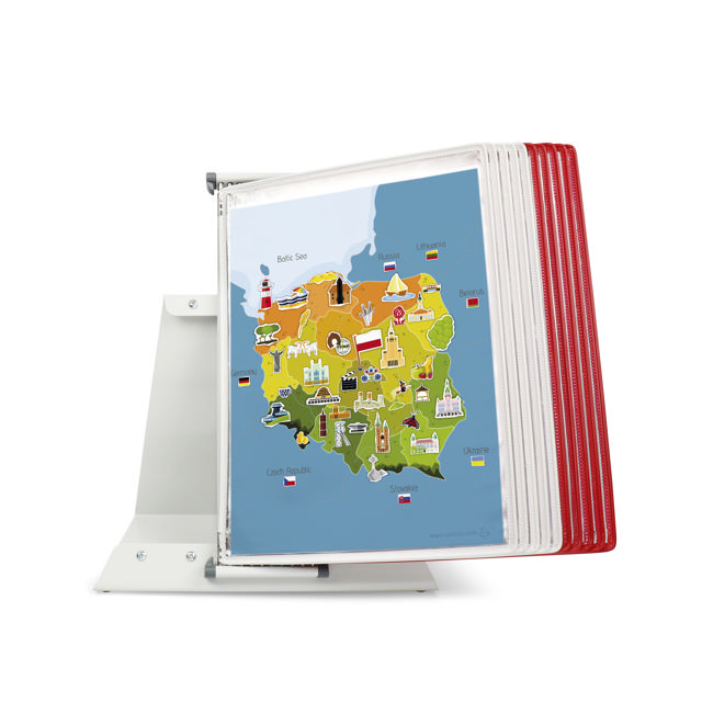 Tarifold metalen bureau zichtpanelensysteem, 10 zichtpanelen, Polen kleuren