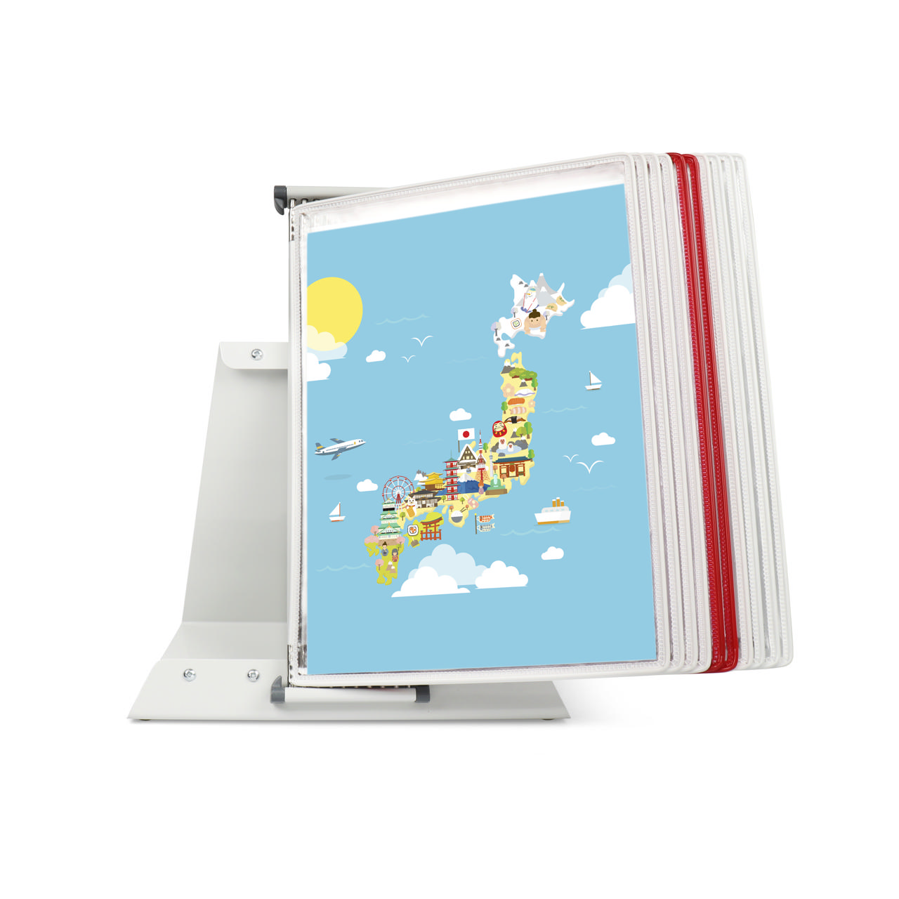 Tarifold metalen bureau zichtpanelensysteem, 10 zichtpanelen, Japan kleuren