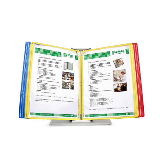 Tarifold metalen bureau zichtpanelensysteem, 10 zichtpanelen, Roemenië kleuren