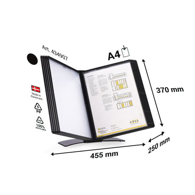 Easy Load ''Black edition'' bureau zichtpanelensysteem, A4, 10 PP zichtpanelen