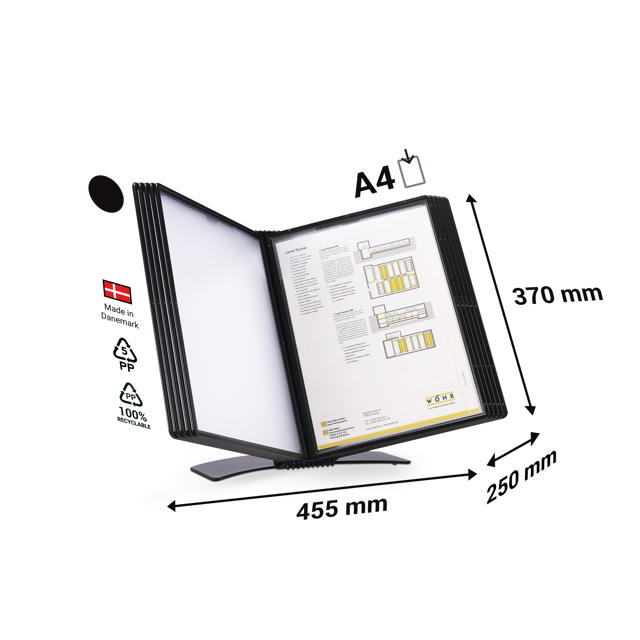 Easy Load ''Black edition'' bureau zichtpanelensysteem, A4, 10 PP zichtpanelen