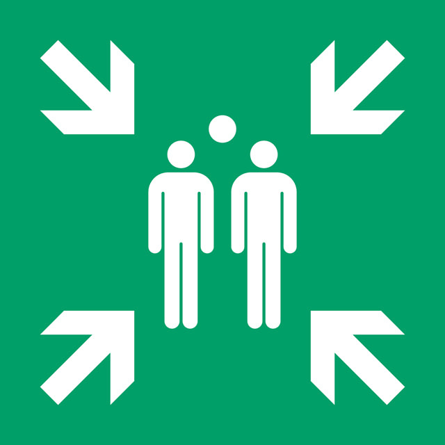 Pictogram bordje Verzamelplaats, 300 x 300 mm