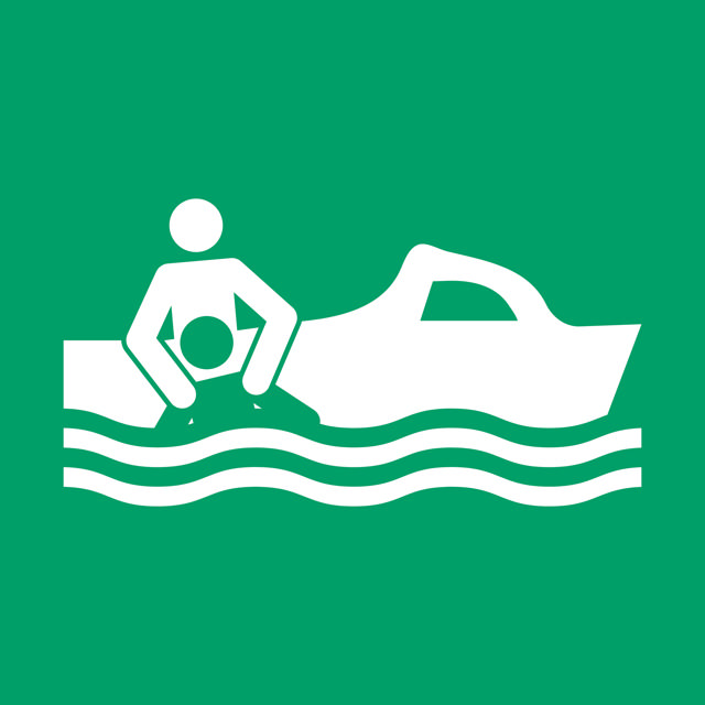 Pictogram bordje Reddingsboot, 200 x 200 mm