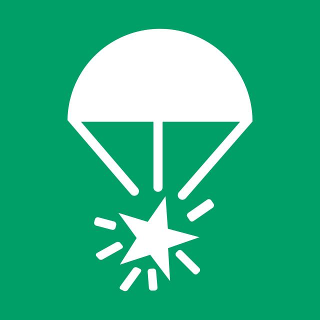 Pictogram bordje Lichtsignaal aan parachute, 150 x 150 mm