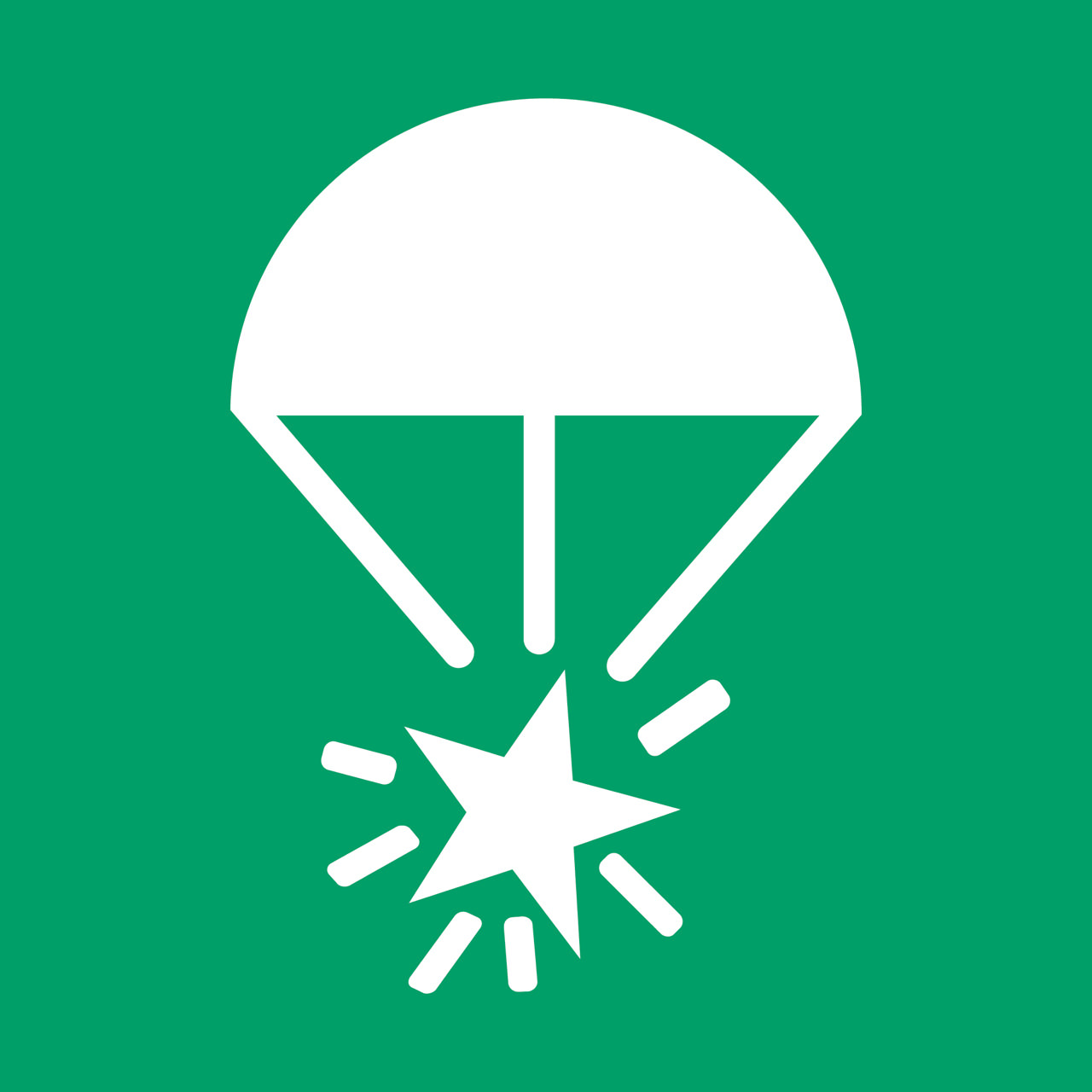 Pictogram bordje Lichtsignaal aan parachute, 200 x 200 mm