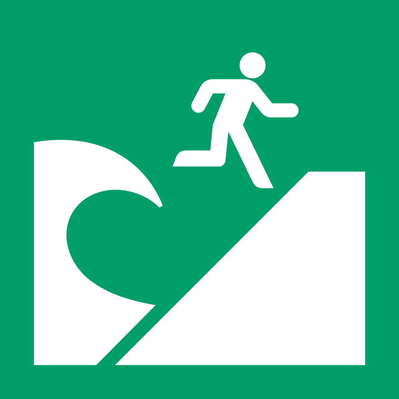 Pictogram bordje Tsunami evacuatiegebied, 150 x 150 mm