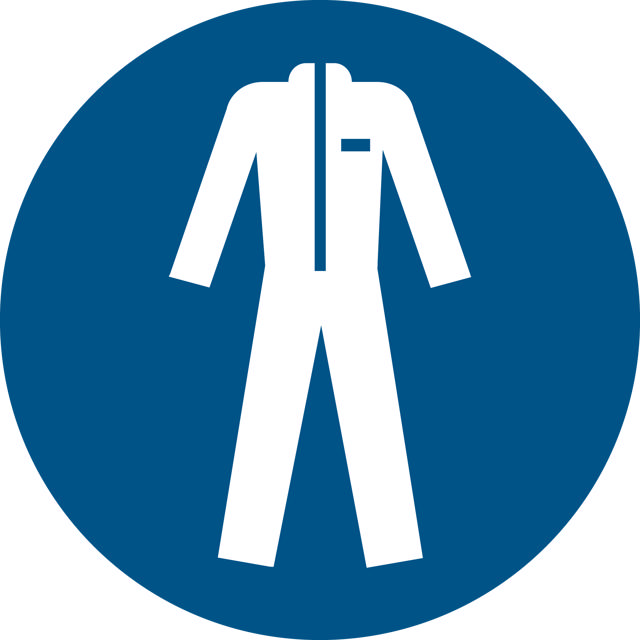 Pictogram bordje Beschermende werkkleding verplicht, Ø 100 mm