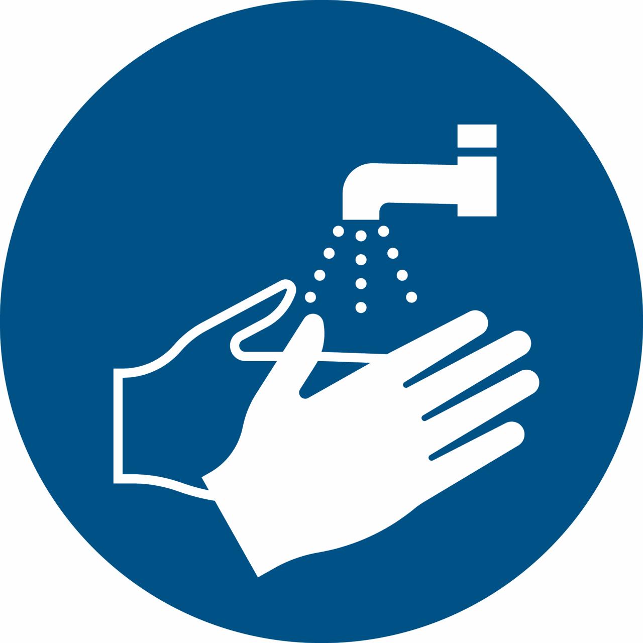 Pictogram bordje Handen wassen verplicht, 100 mm