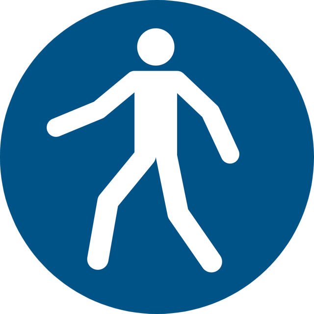 Pictogram bordje Verplichte doorgang voetgangers, 100 mm