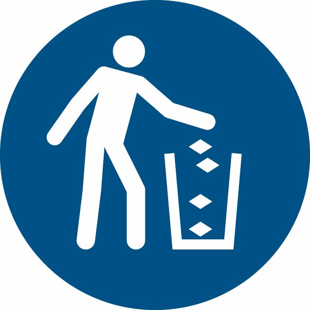 Pictogram bordje Gebruik afvalbak, Ø 100 mm