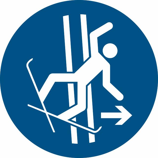 Pictogram bordje Verlaat direct het skispoor na een val, Ø 100 mm