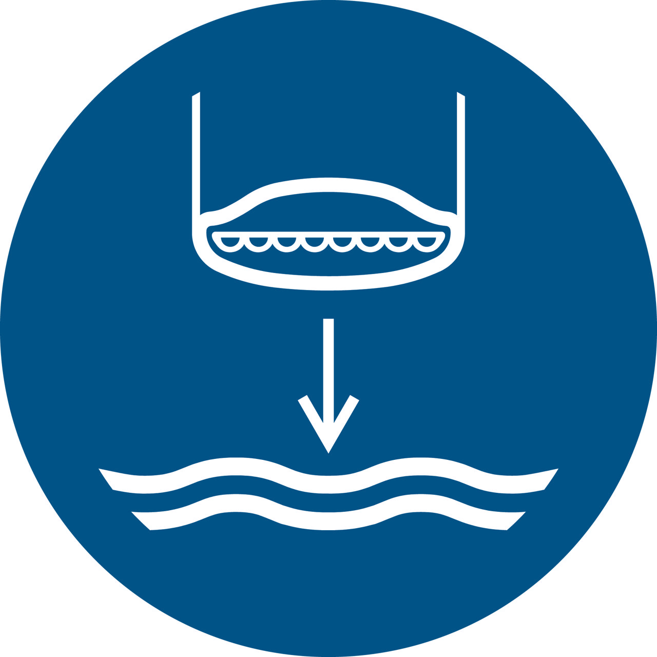 Pictogram bordje Reddingsboot in aangeduide volgorde te water laten gaan, 100 mm