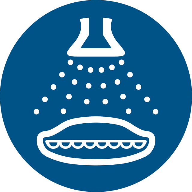 Pictogram bordje Sproeien in aangeduide volgorde, Ø 100 mm