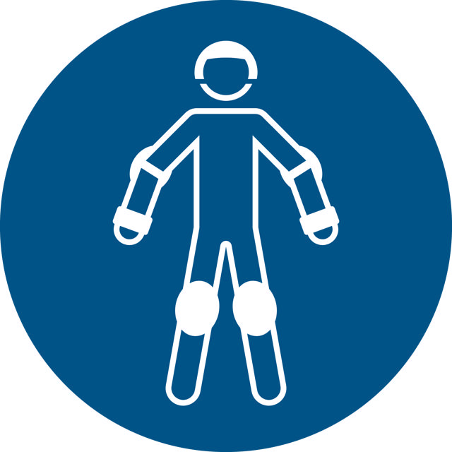 Pictogram bordje Draag beschermende rollersportkleding, Ø 100 mm