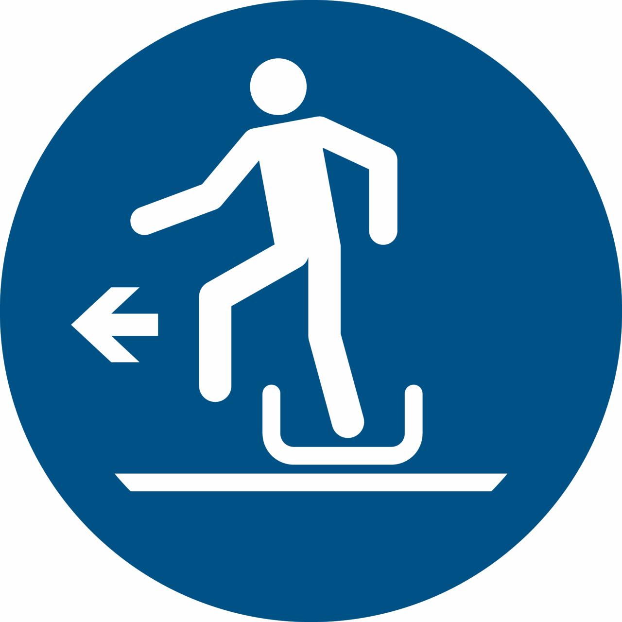 Pictogram bordje Slee aan linkerkant verlaten, 100 mm