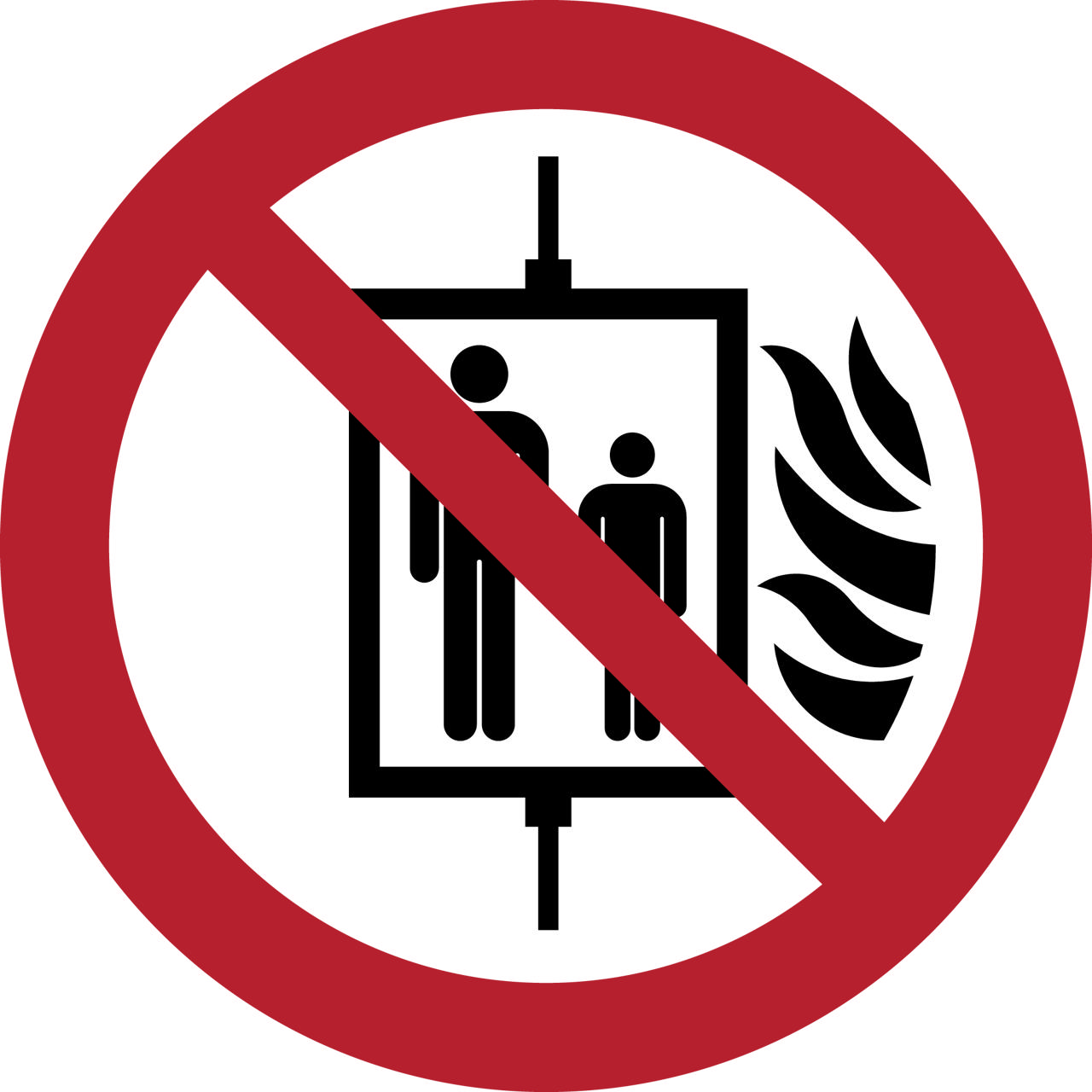 Pictogram bordje In geval van brand verboden om de lift te gebruiken, Ø 200 mm