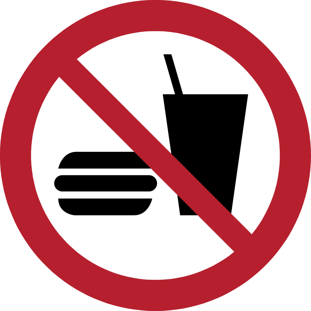 Pictogram bordje Eten en drinken niet toegestaan, Ø 200 mm