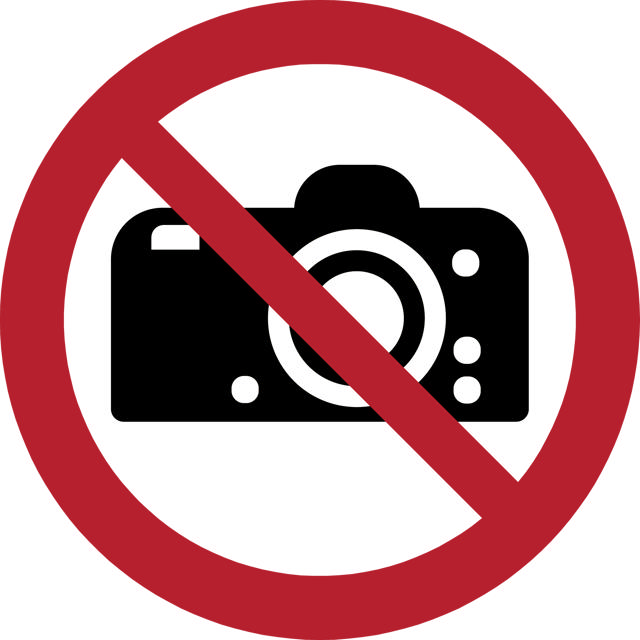 Pictogram bordje Fotografie verboden, Ø 200 mm