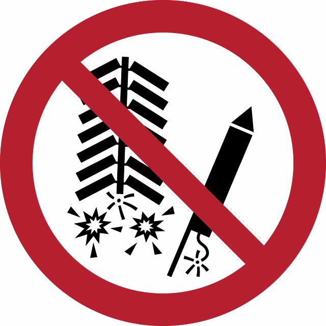 Pictogram bordje Vuurwerk verboden, Ø 100 mm