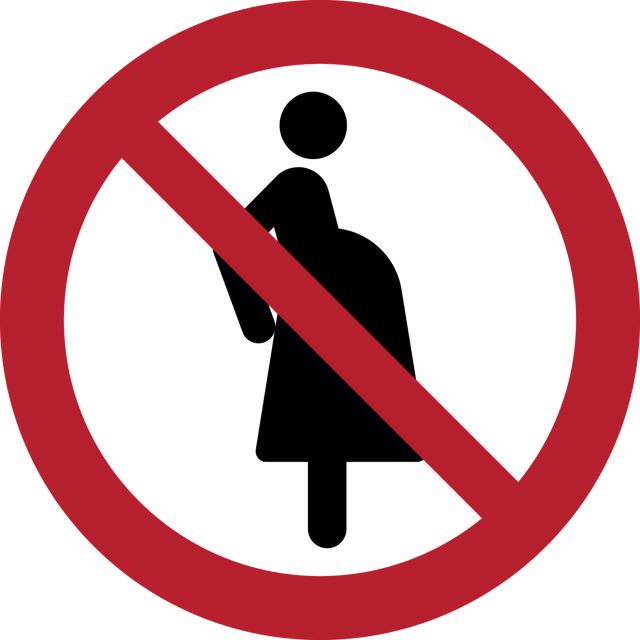 Pictogram bordje Verboden voor zwangere vrouwen, 200 mm