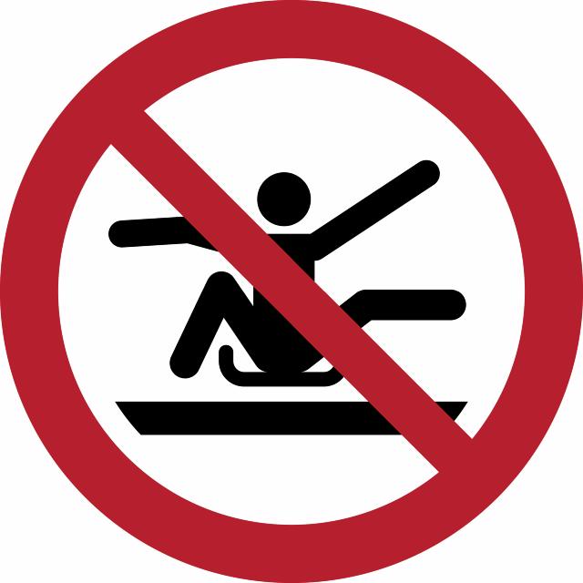 Pictogram bordje Verboden buiten slee te reiken, Ø 100 mm