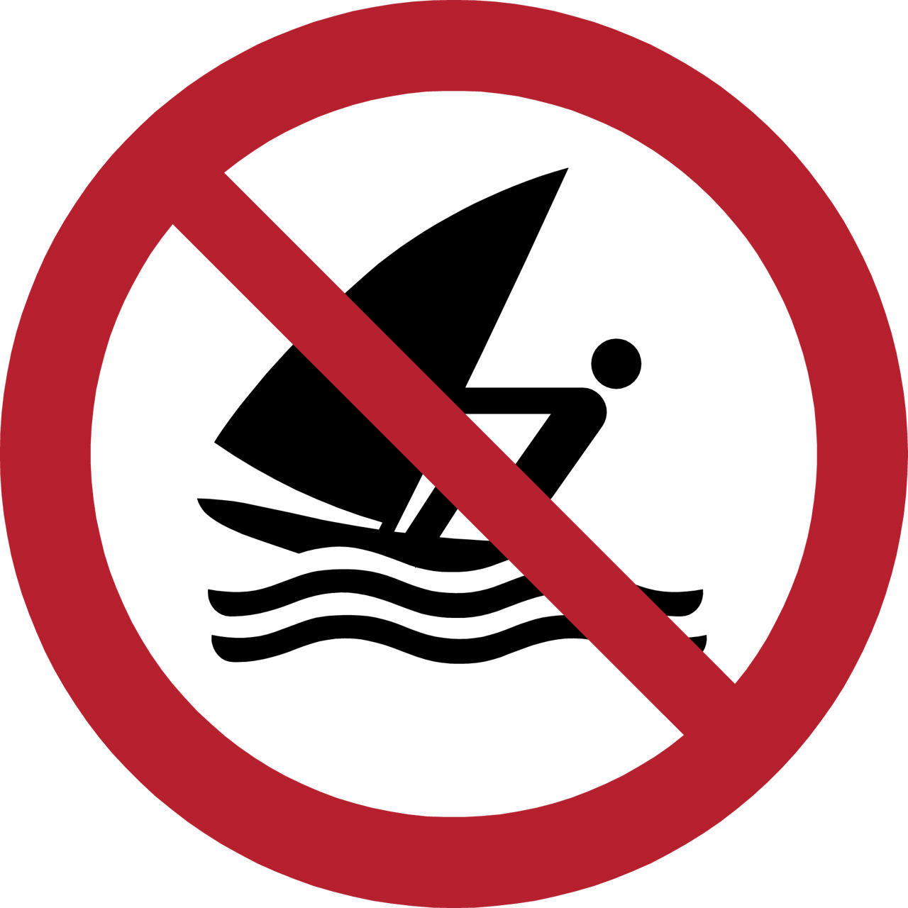 Pictogram bordje Verboden te windsurfen, 200 mm