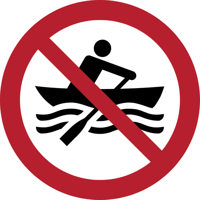 Pictogram bordje Verboden voor handmatig aangedreven vaartuigen, 100 mm