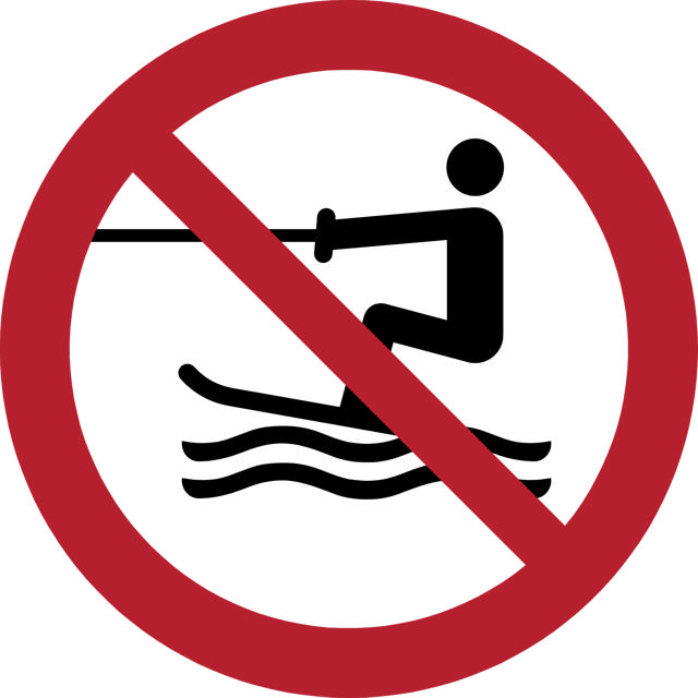 Pictogram bordje Verboden voor voortgesleepte wateractiviteiten, 100 mm