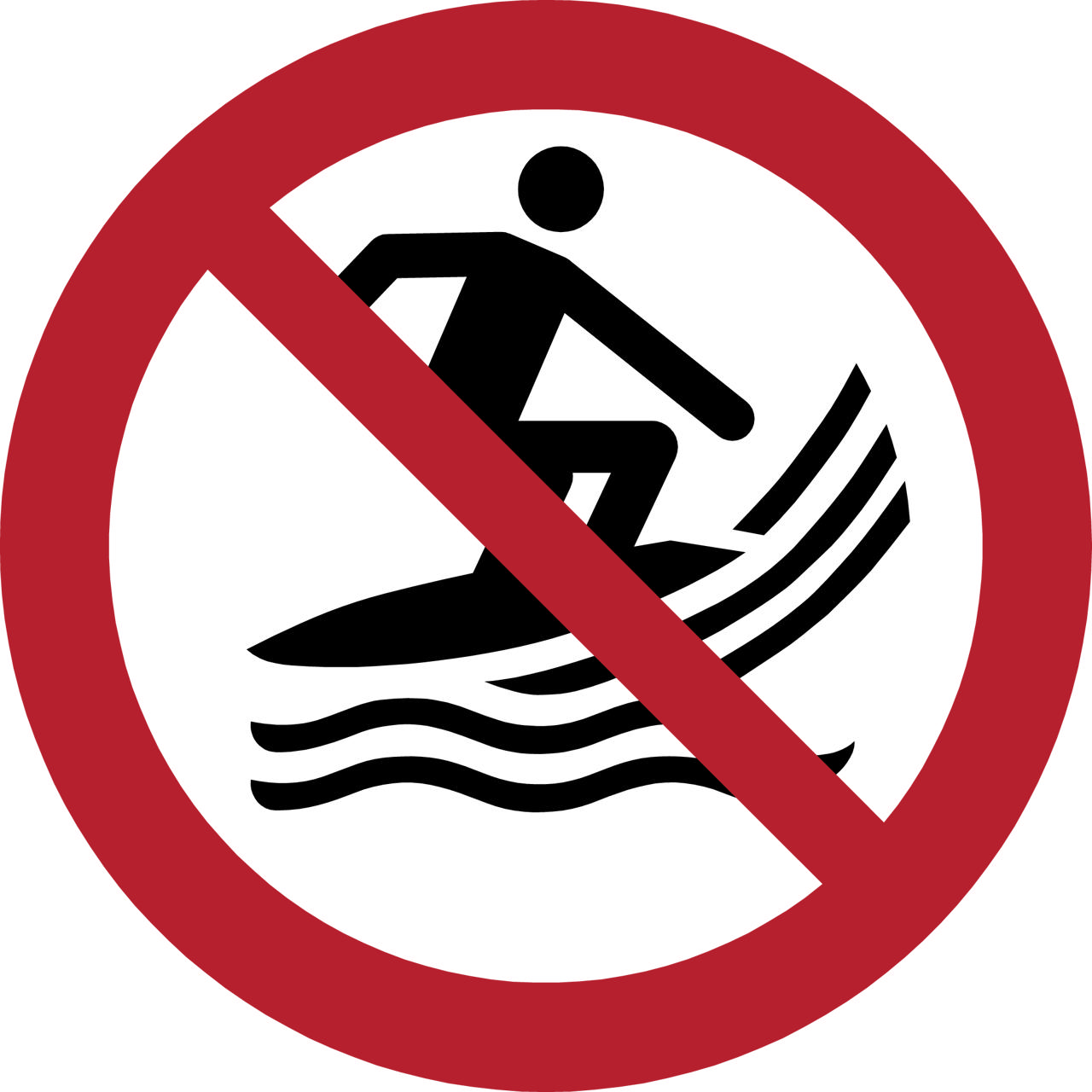 Pictogram bordje Verboden te surfen, 100 mm