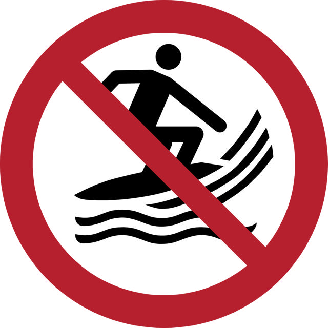 Pictogram bordje Verboden te surfen, 300 mm