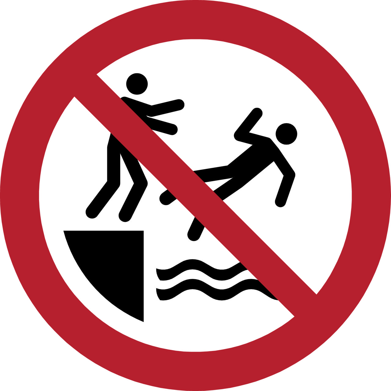 Pictogram bordje Verboden in water duwen, 200 mm