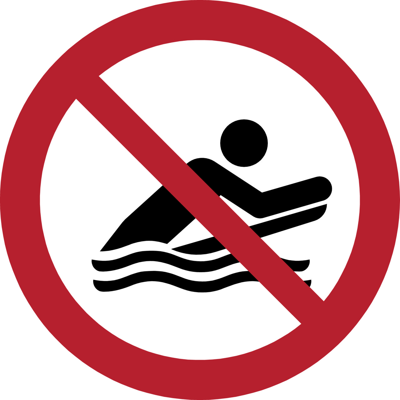 Pictogram bordje Bodysurfen verboden, Ø 100 mm