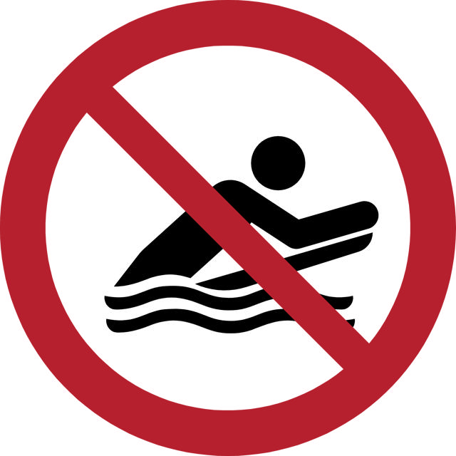 Pictogram bordje Bodysurfen verboden, Ø 300 mm