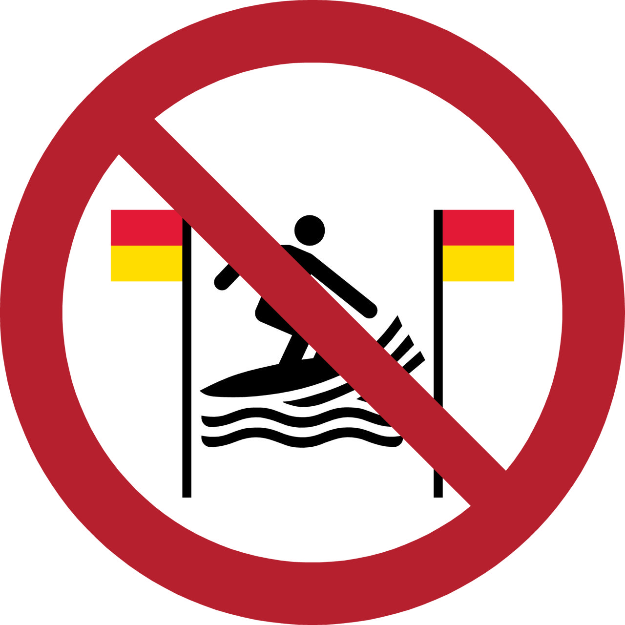 Pictogram bordje Surfen tussen vlaggen verboden, 100 mm