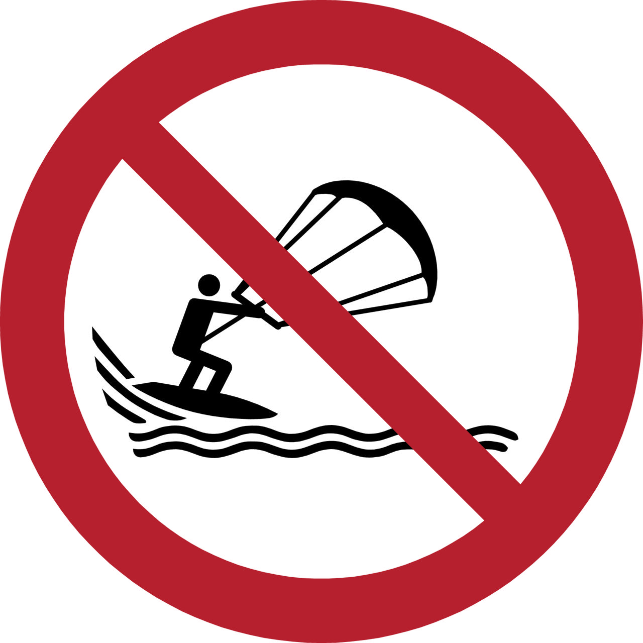 Pictogram bordje Kitesurfen verboden, 100 mm