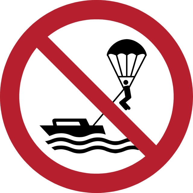 Pictogram bordje Parasailing verboden, 100 mm