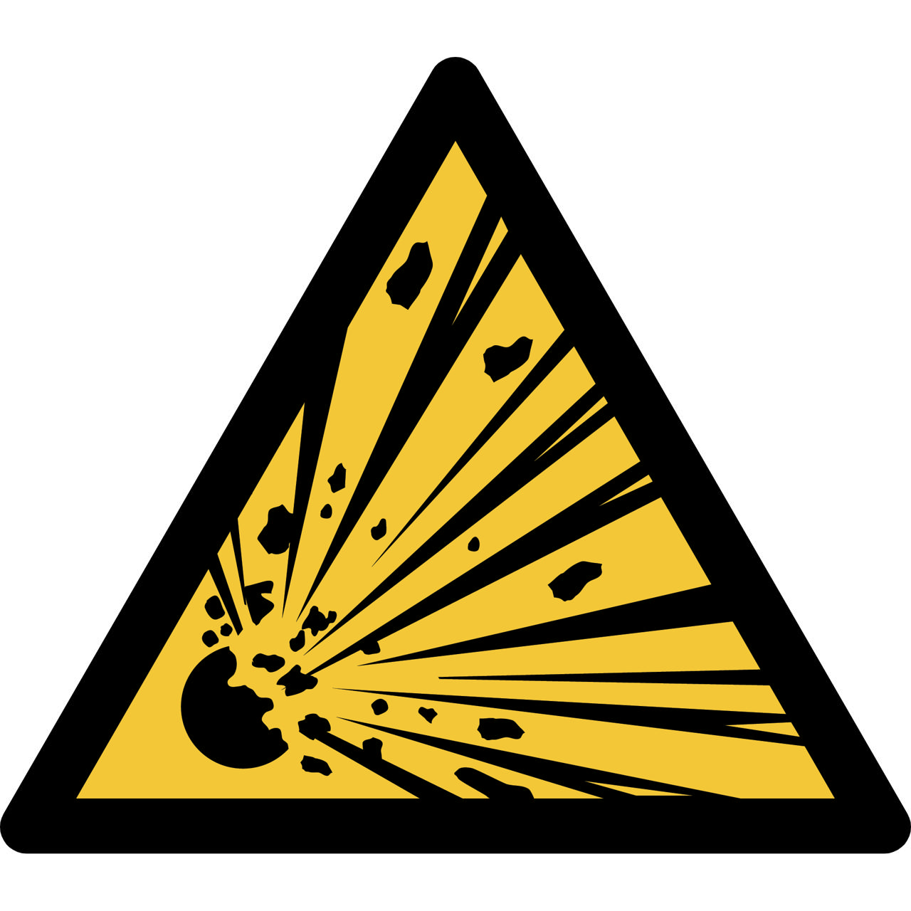 Pictogram bordje Waarschuwing: explosief materiaal, 200 x 176 mm