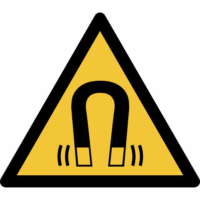 Pictogram bordje Waarschuwing: magnetisch veld, 150 x 133 mm