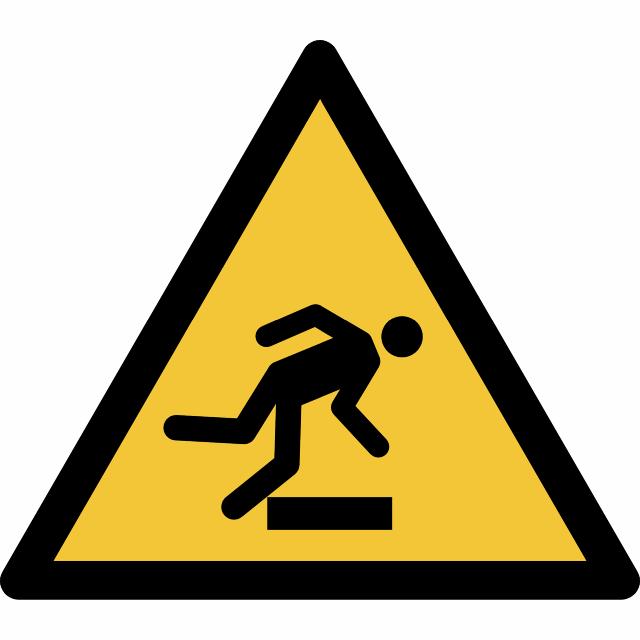 Pictogram bordje Waarschuwing: struikelgevaar, 150 x 133 mm