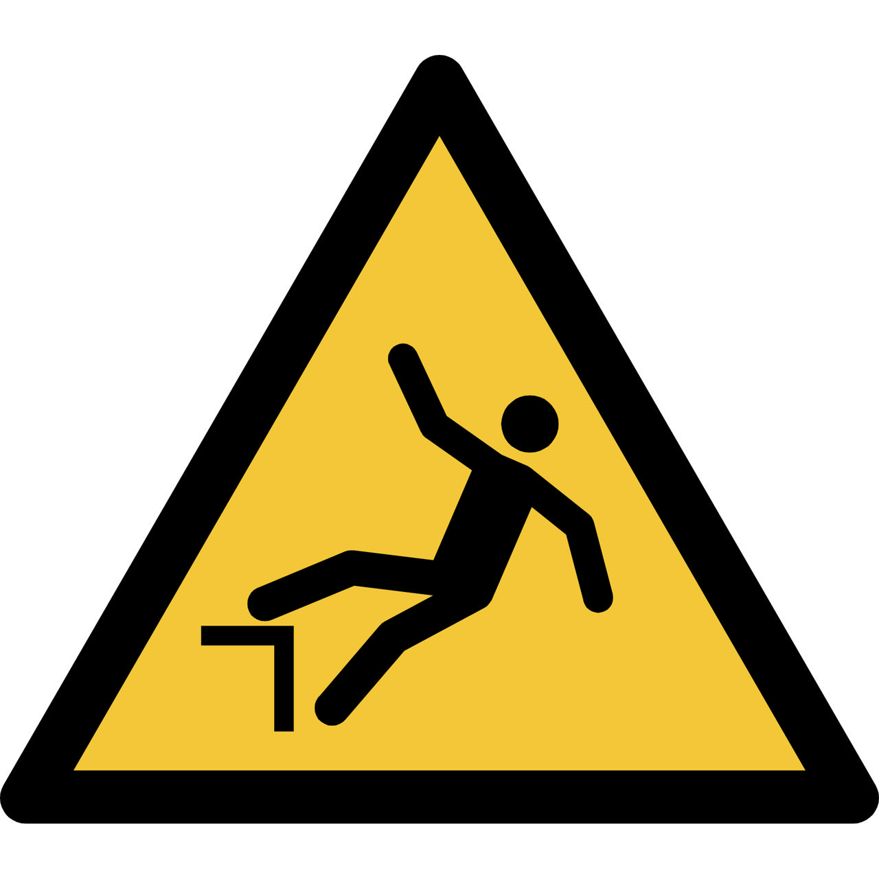 Pictogram bordje Waarschuwing: valgevaar, 150 x 133 mm