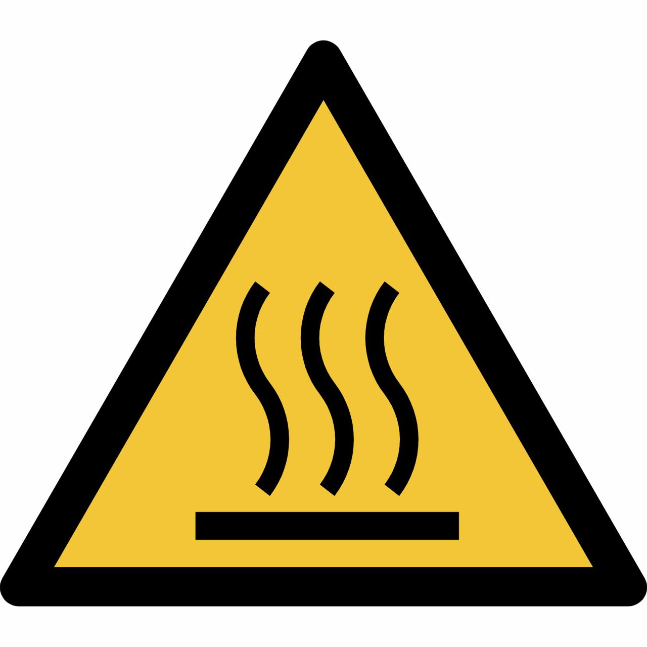 Pictogram bordje Waarschuwing: heet oppervlak, 150 x 133 mm