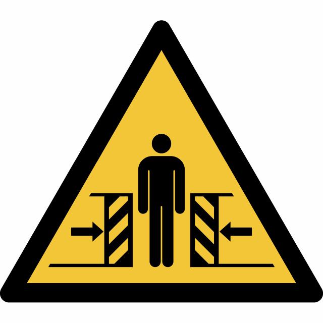 Pictogram bordje Waarschuwing: knelgevaar, 150 x 133 mm