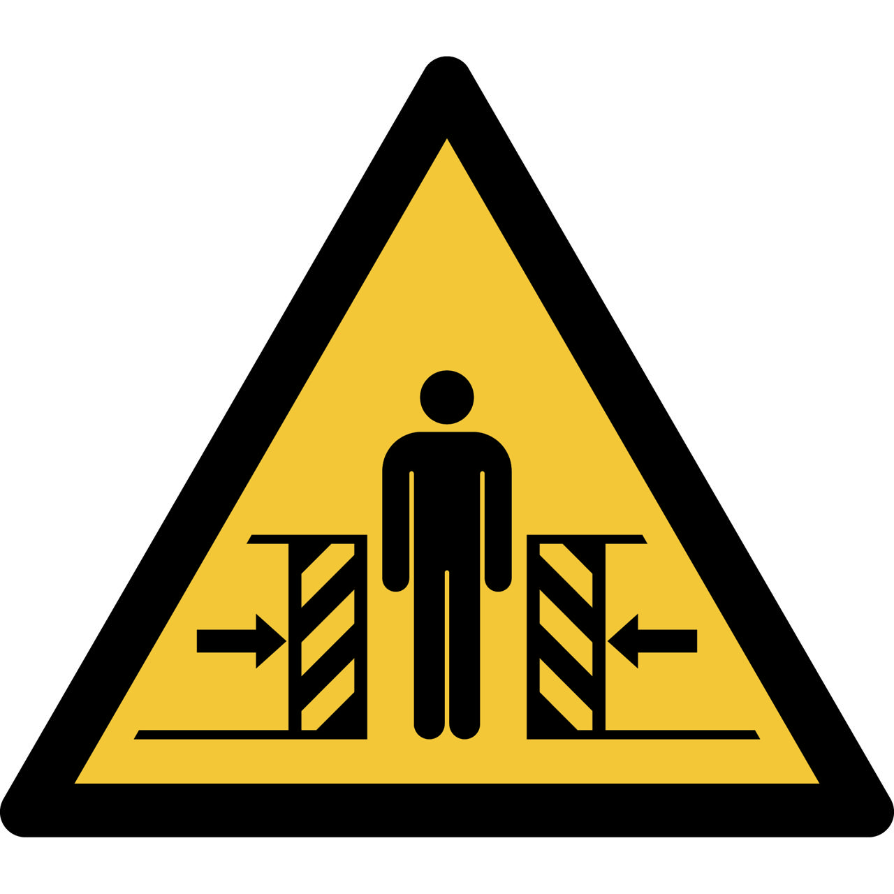 Pictogram bordje Waarschuwing: knelgevaar, 200 x 176 mm